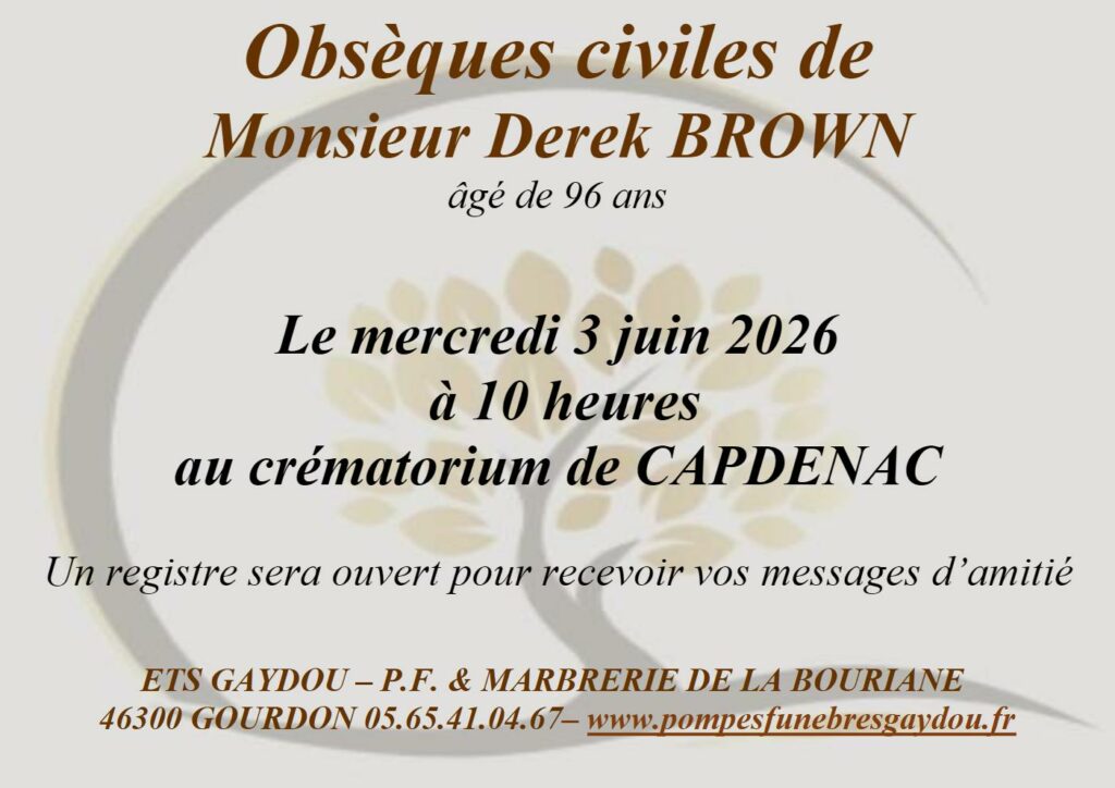 Affichage Derek BROWN