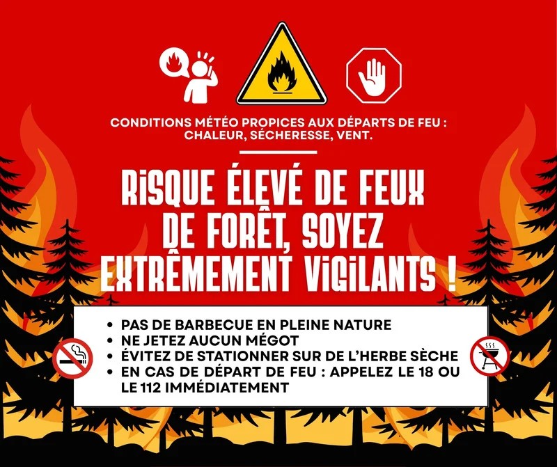 message alerte météo risque de feux de forêt